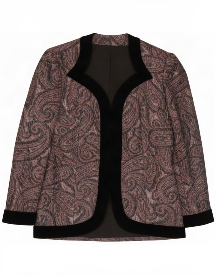 Giacca blazer aperta da donna vintage UK 14 Paisley viola medio