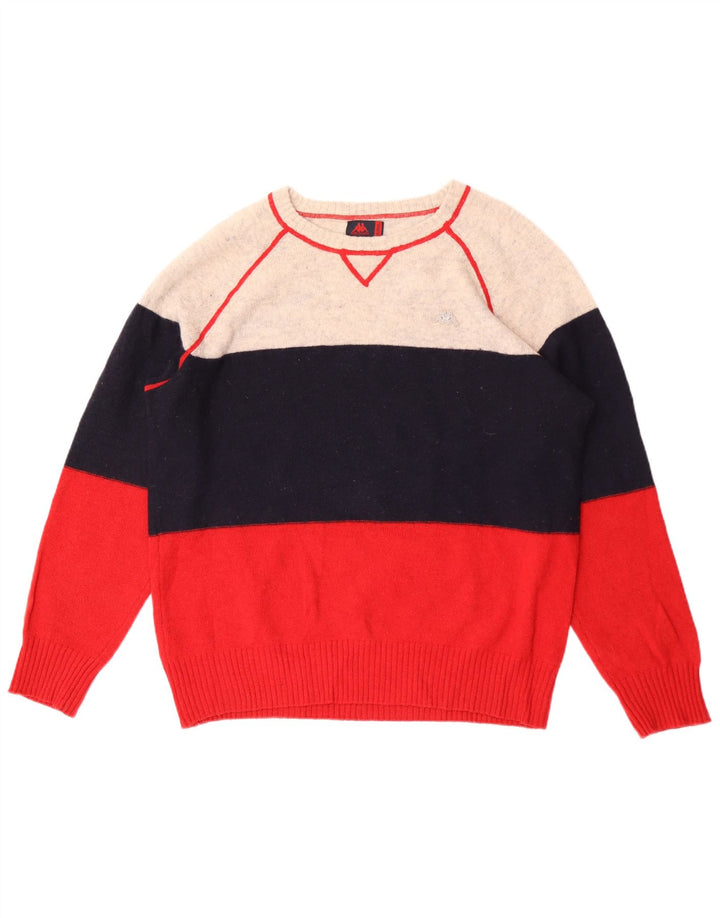 Maglione Kappa da uomo con scollo a barchetta XL in lana color block multicolore