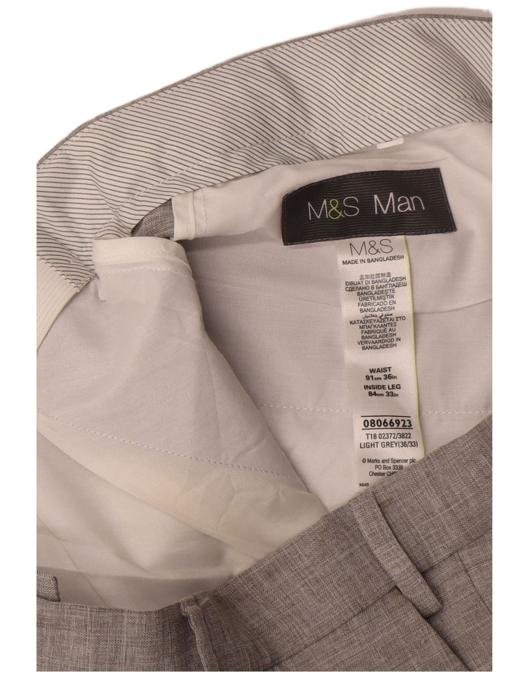 Pantaloni da abito dritti da uomo Marks & Spencer W36 L33 poliestere grigio