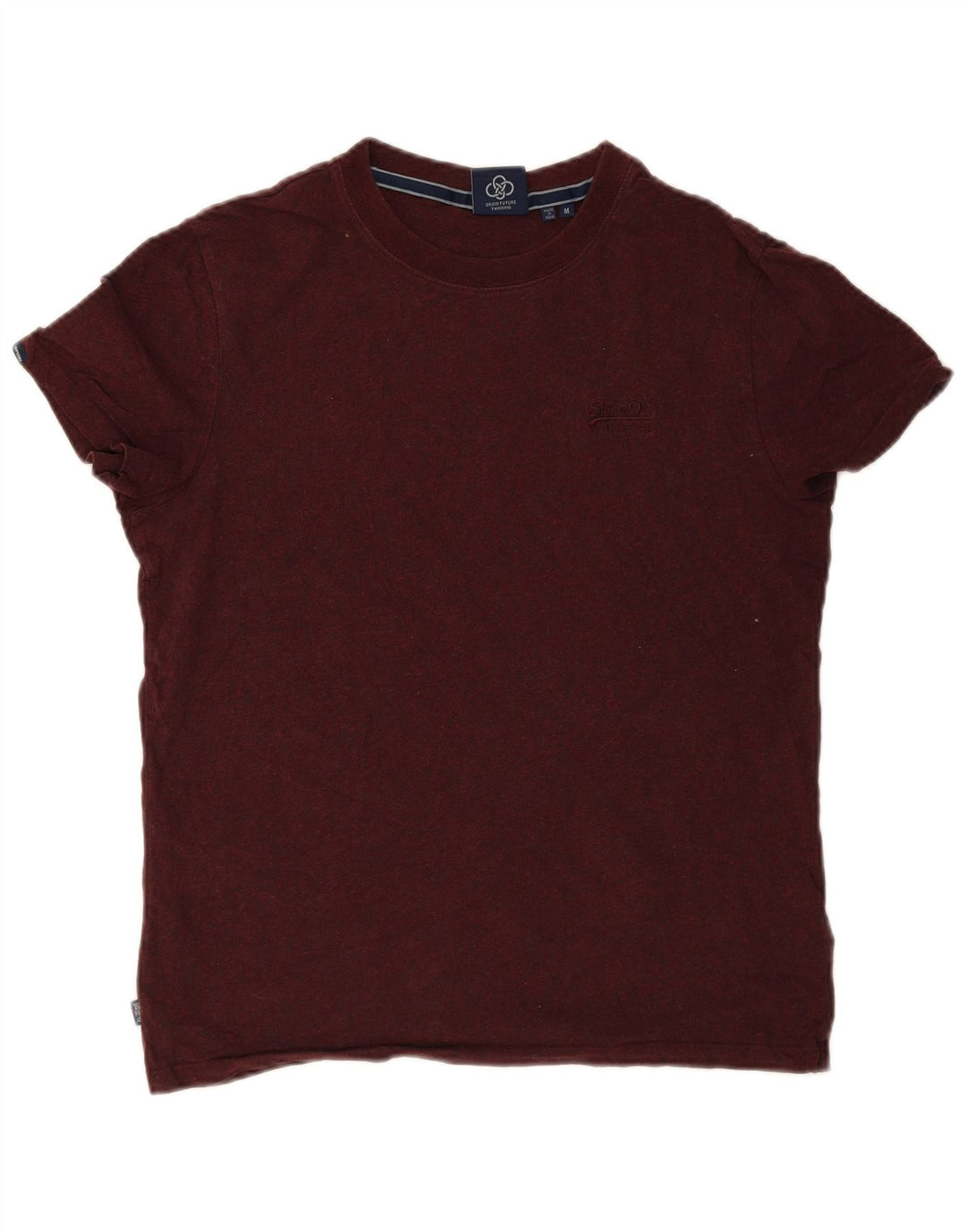 T-shirt da uomo Superdry Top in cotone screziato bordeaux medio