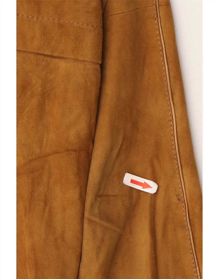 Giubbotto bomber in pelle scamosciata vintage da uomo UK 36 piccolo beige