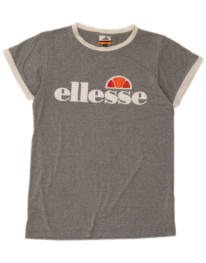 T-shirt grafica da donna Ellesse Top UK 10 Small Poliestere chiazzato grigio