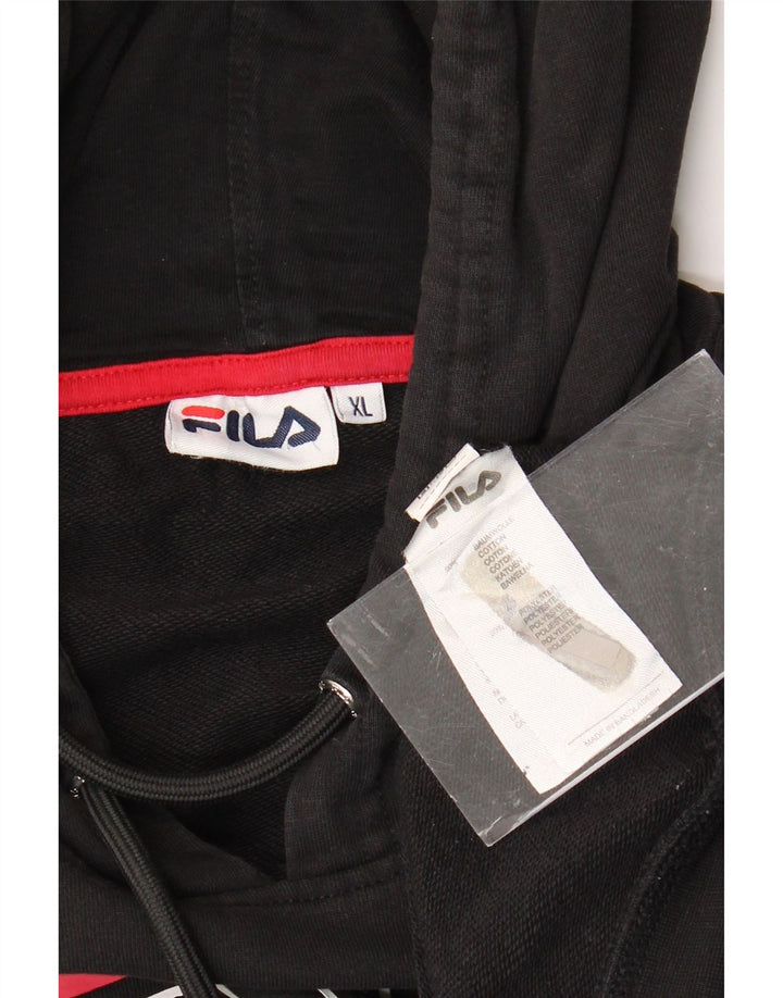 Maglione con cappuccio grafico corto da donna FILA UK 18 XL in cotone color block nero