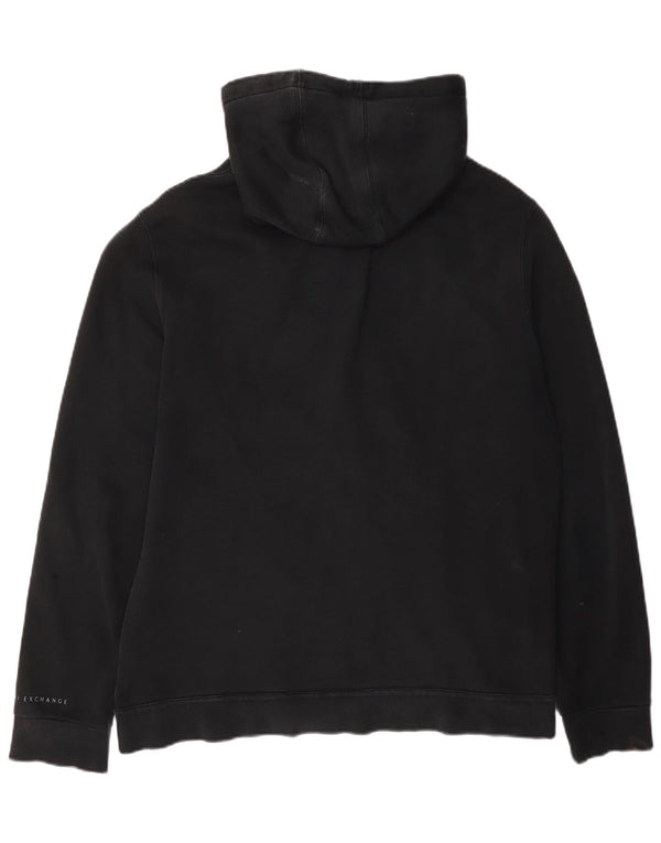 Maglione con cappuccio e zip da uomo Armani grande in cotone nero
