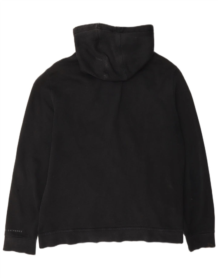 Maglione con cappuccio e zip da uomo Armani grande in cotone nero