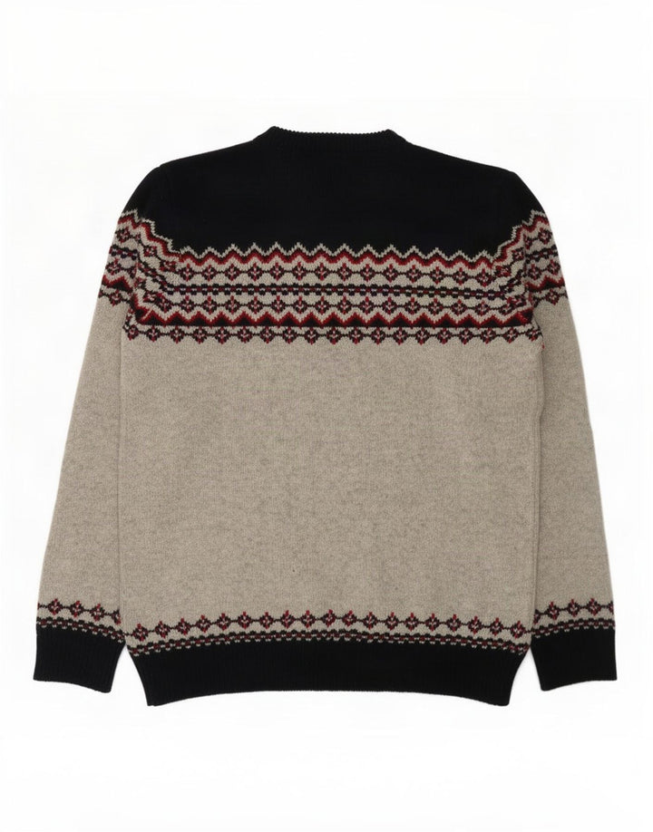 Maglione maglione girocollo da uomo Marks & Spencer grigio medio Fair Isle