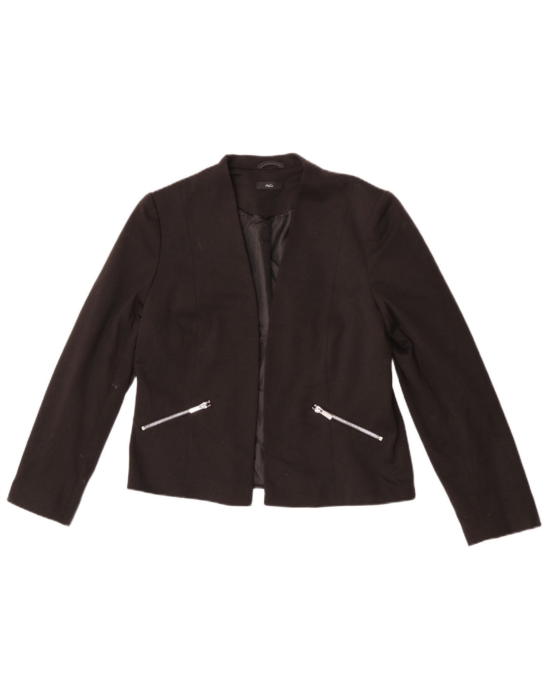 Giacca blazer aperta da donna M&Co UK 12 poliestere nero medio