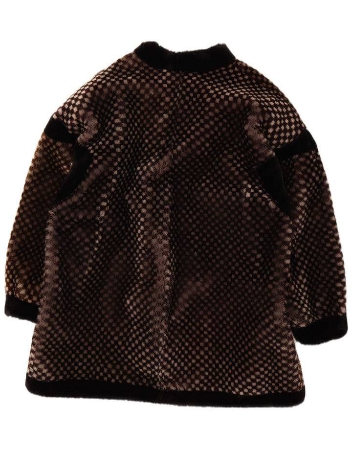 Soprabito da donna in pelliccia sintetica VINTAGE EU 40 Marrone medio geometrico
