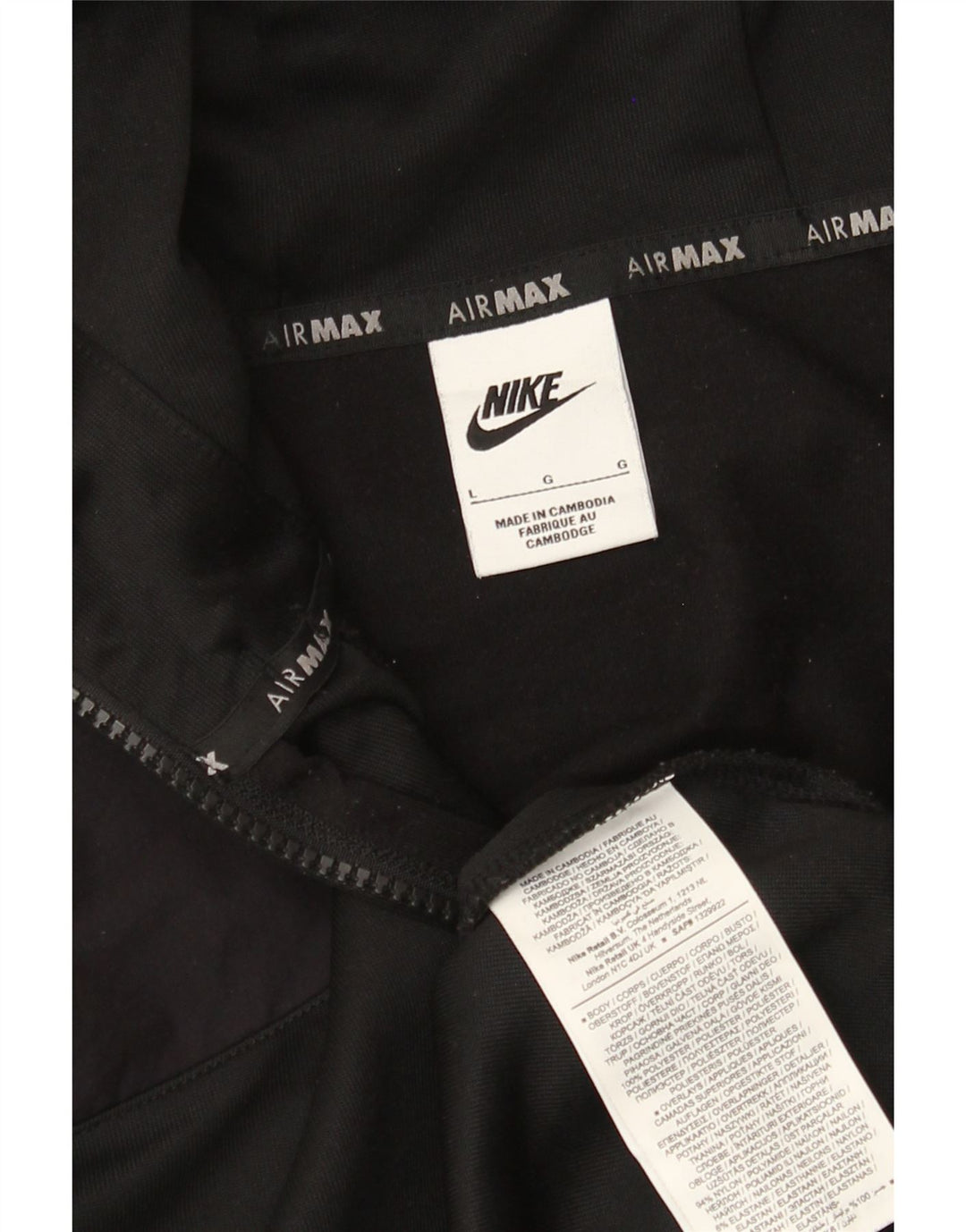 Felpa con cappuccio e zip grafica Nike da uomo, grande, in poliestere nero