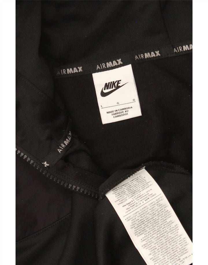 Felpa con cappuccio e zip grafica Nike da uomo, grande, in poliestere nero