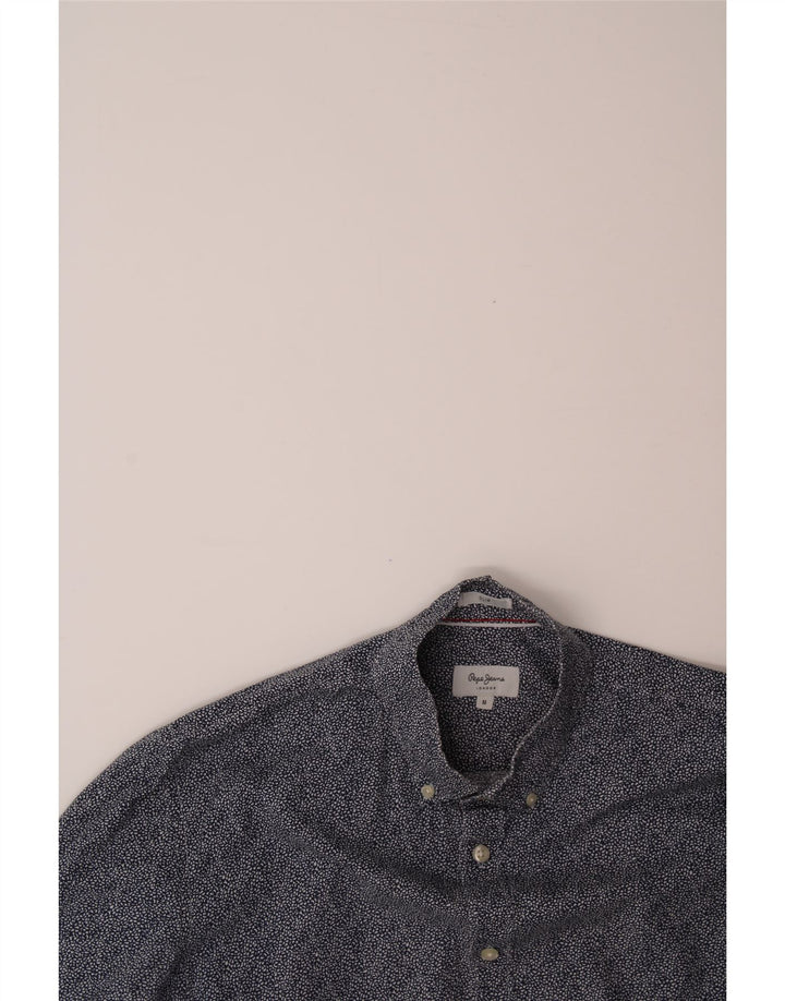 PEPE JEANS Mens Abstract Pattern Slim Shirt Medium Navy Blue Cotton Vintage PEPE Jeans and Second-Hand PEPE Jeans from Messina Hembry 