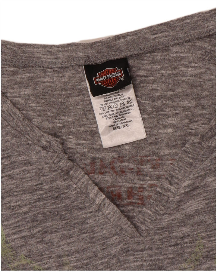 Harley Davidson Maglietta grafica da uomo a maniche lunghe 2XL Cotone chiazzato grigio