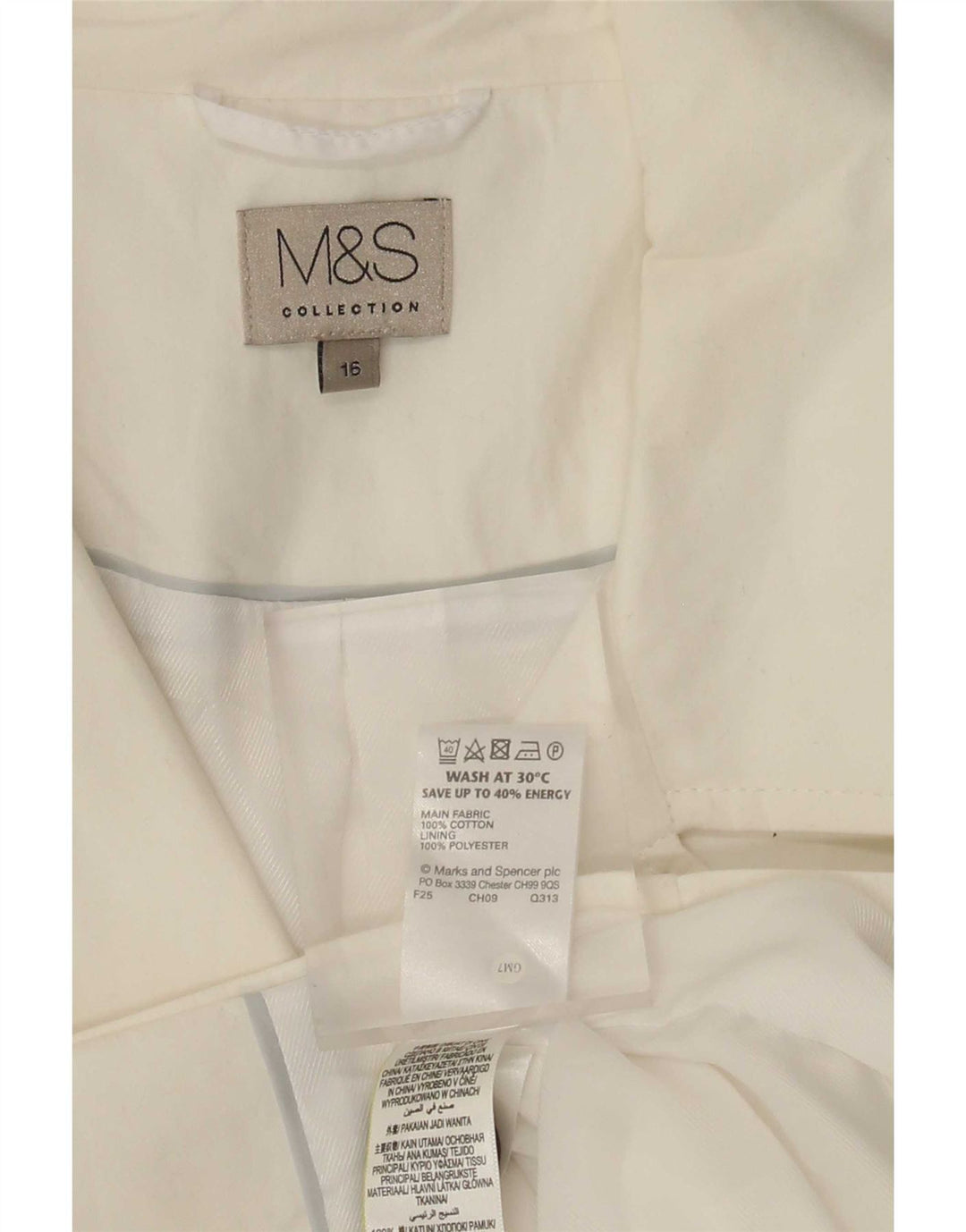 Trench corto da donna Marks & Spencer UK 16 grande cotone bianco