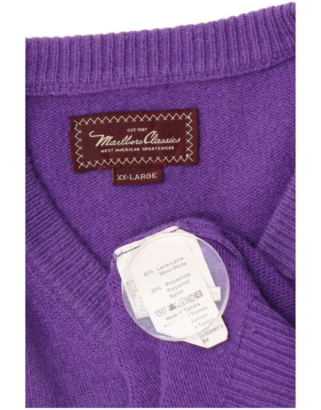 Marlboro Classics Maglione da uomo con scollo a V 2XL Lana viola