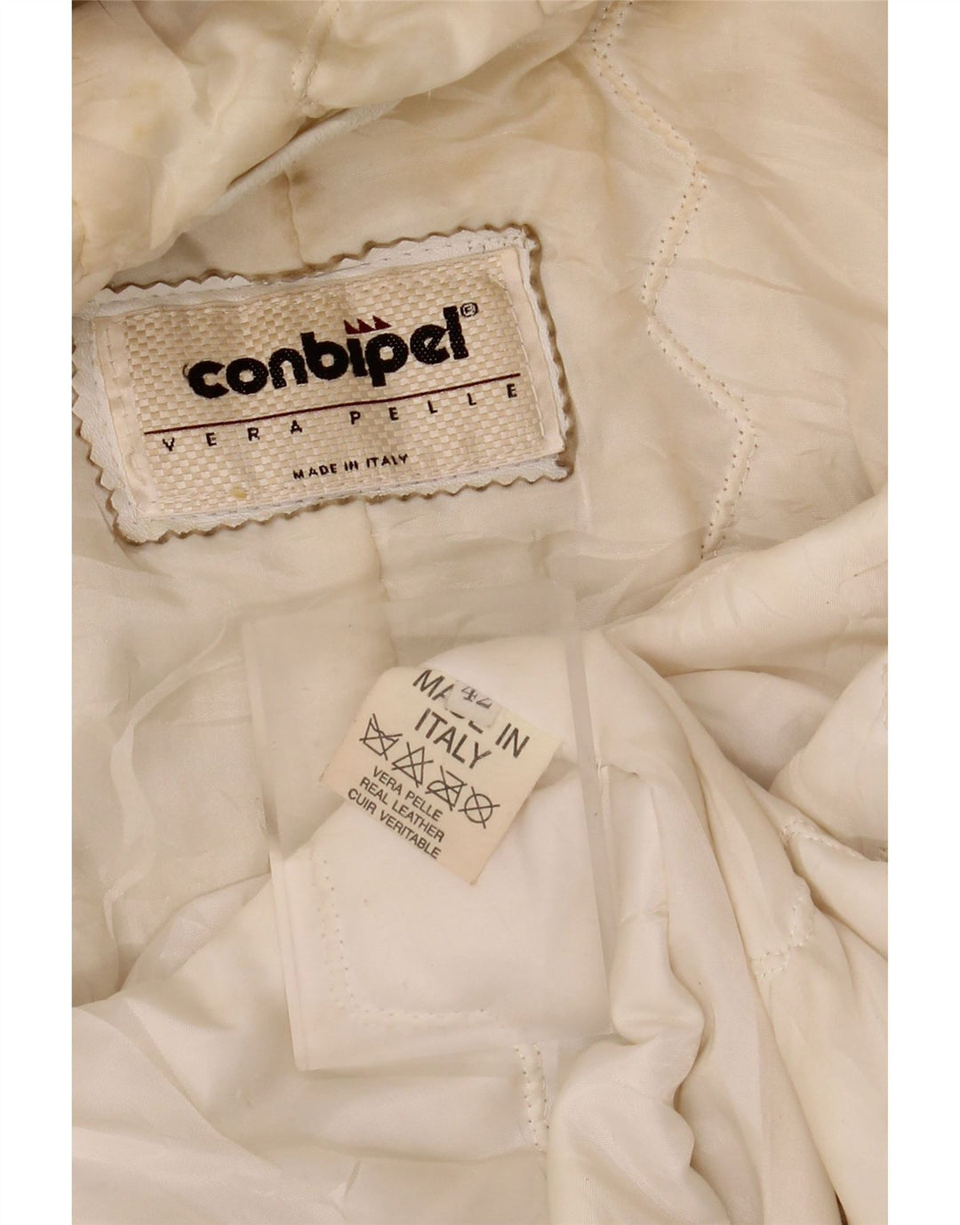 CONBIPEL Giacca in Pelle Donna con Cappuccio IT 42 Media Pelle Bianca