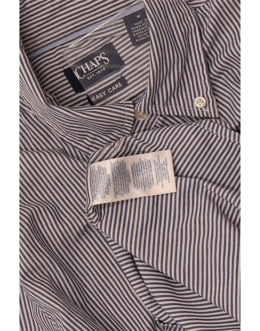 Camicia Chaps da uomo di facile manutenzione, cotone gessato medio blu navy