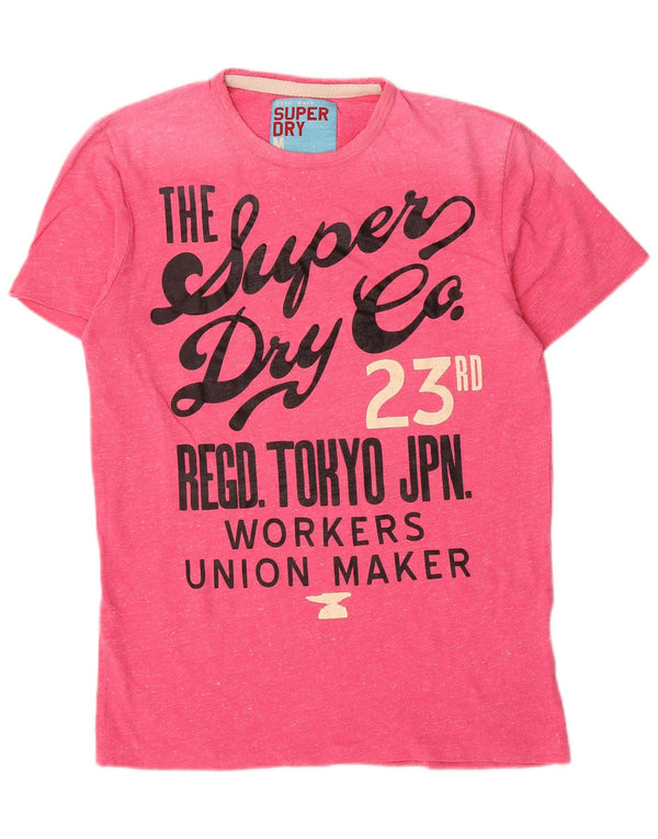 T-shirt grafica da donna Superdry Top UK 14 cotone screziato rosa medio