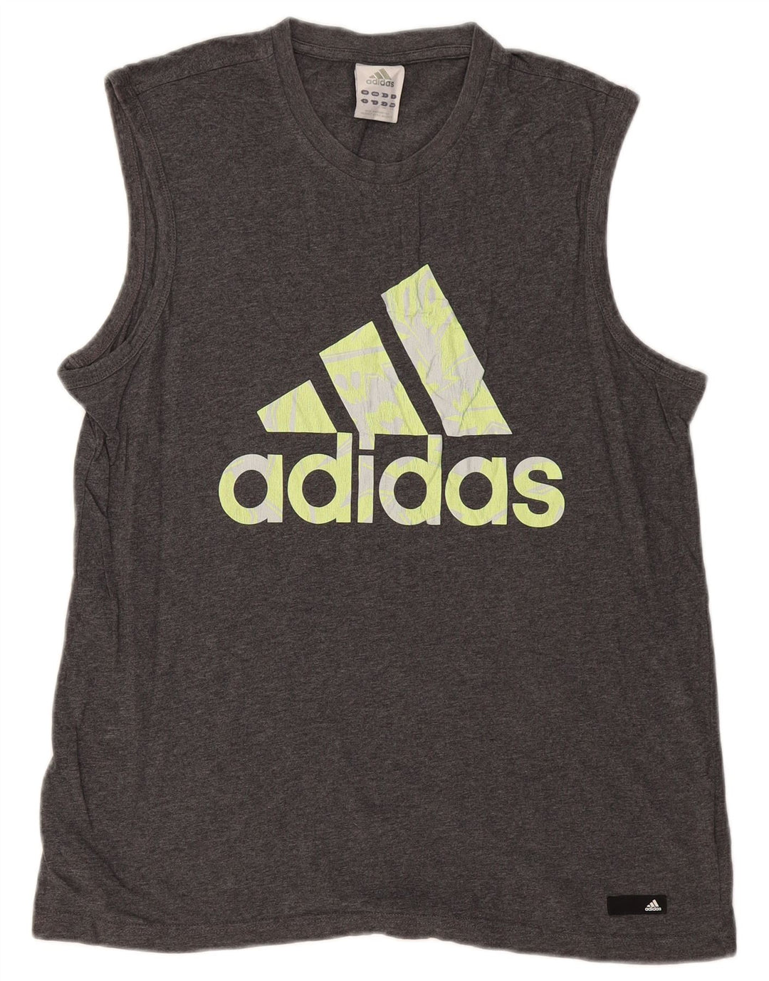 Canotta grafica da uomo Adidas grande in cotone grigio