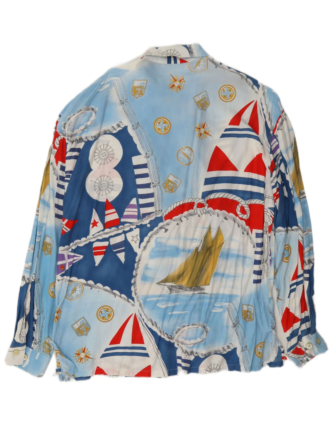 Camicia grafica vintage da uomo grande blu