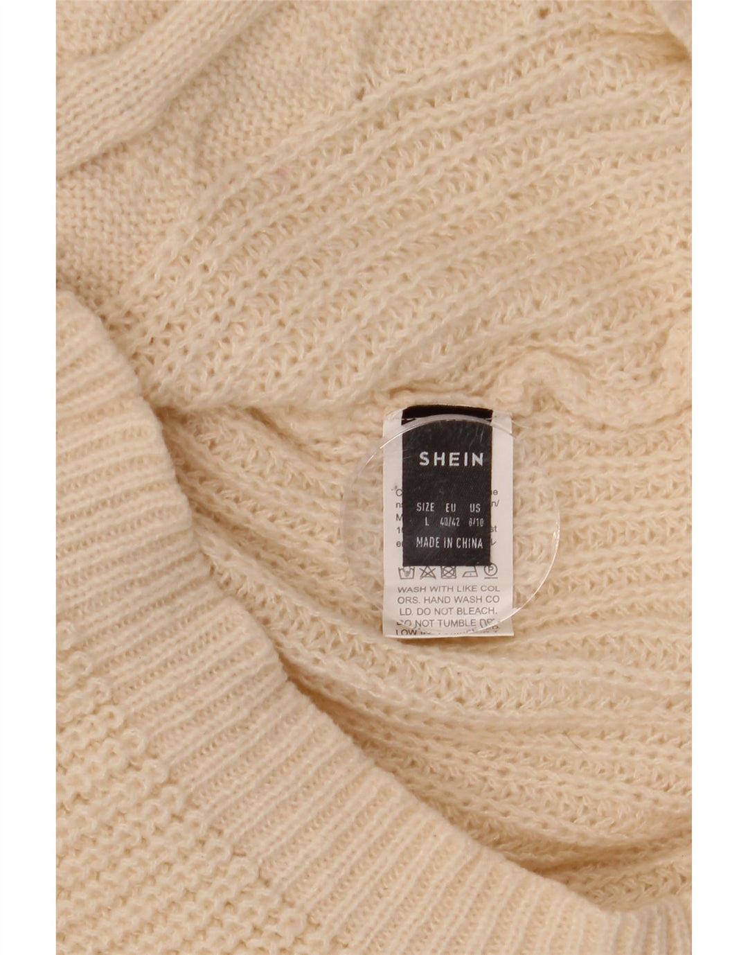 SHEIN Womens Longline Polo Neck Jumper Sweater UK 16 Large Beige Polyester Vintage Shein and Second-Hand Shein from Messina Hembry 