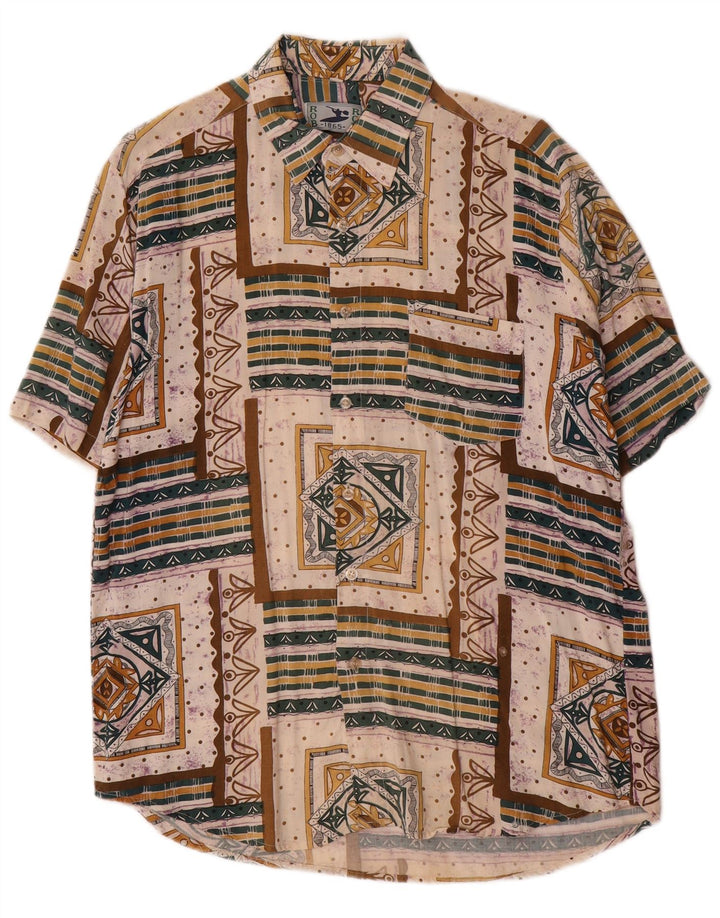 Rob Roy Camicia a maniche corte da uomo in viscosa geometrica multicolore media