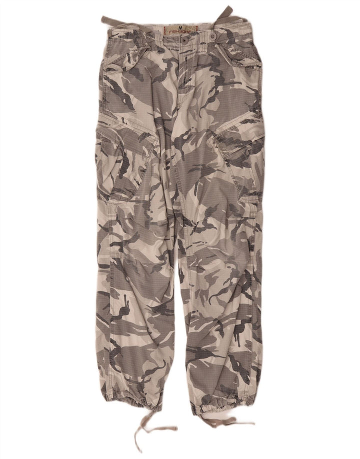Pantaloni cargo da jogging da uomo Fishbone medi W32 L31 cotone mimetico grigio