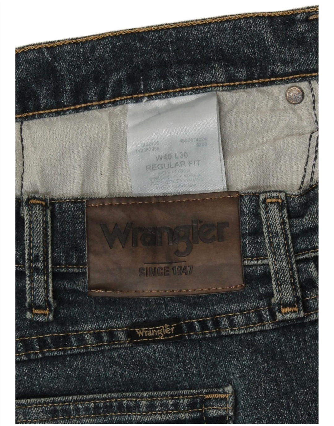 Jeans dritti da uomo Wrangler vestibilità regolare W40 L30 cotone blu