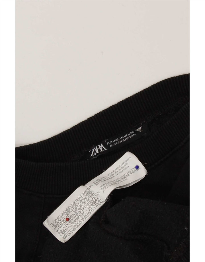 Felpa corta oversize da donna Zara UK 14 cotone nero medio