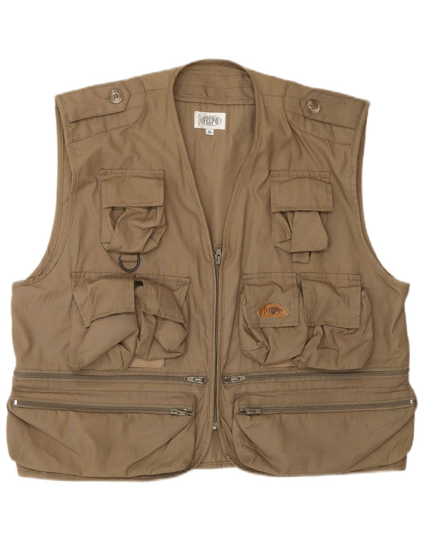 Gilet multiuso da uomo vintage UK 42 XL in cotone marrone