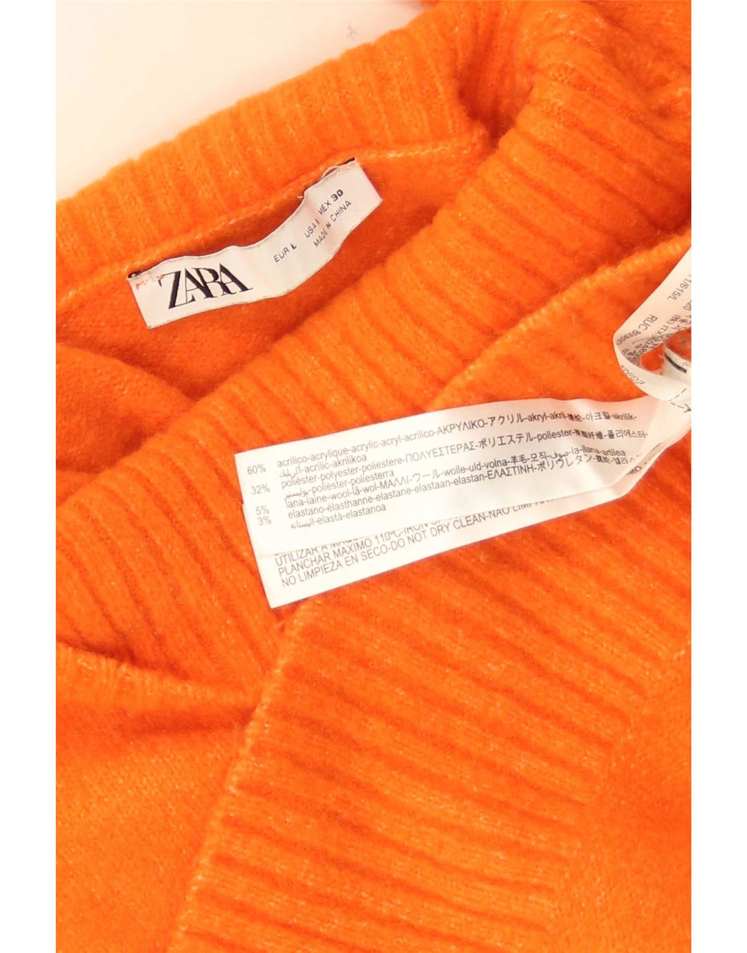 Maglione maglione oversize con collo dolcevita da donna Zara UK 16 grande acrilico arancione