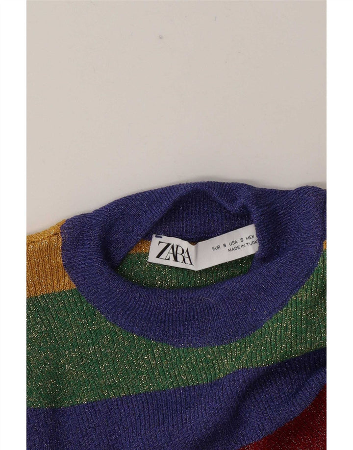 Camicetta da donna Zara Top UK 10 piccola a righe multicolore