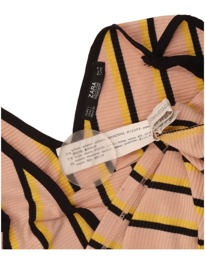 Canotta da donna Zara UK 14 poliestere a righe grandi rosa
