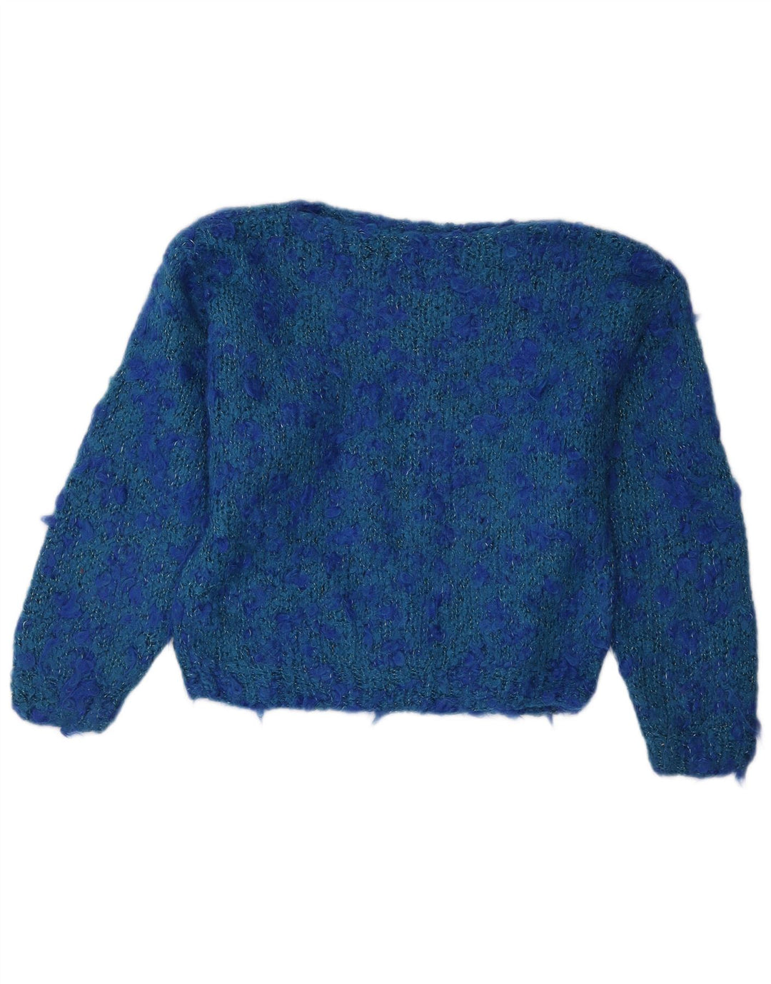 Maglione maglione vintage da donna con scollo a barca corto UK 12 Blu medio