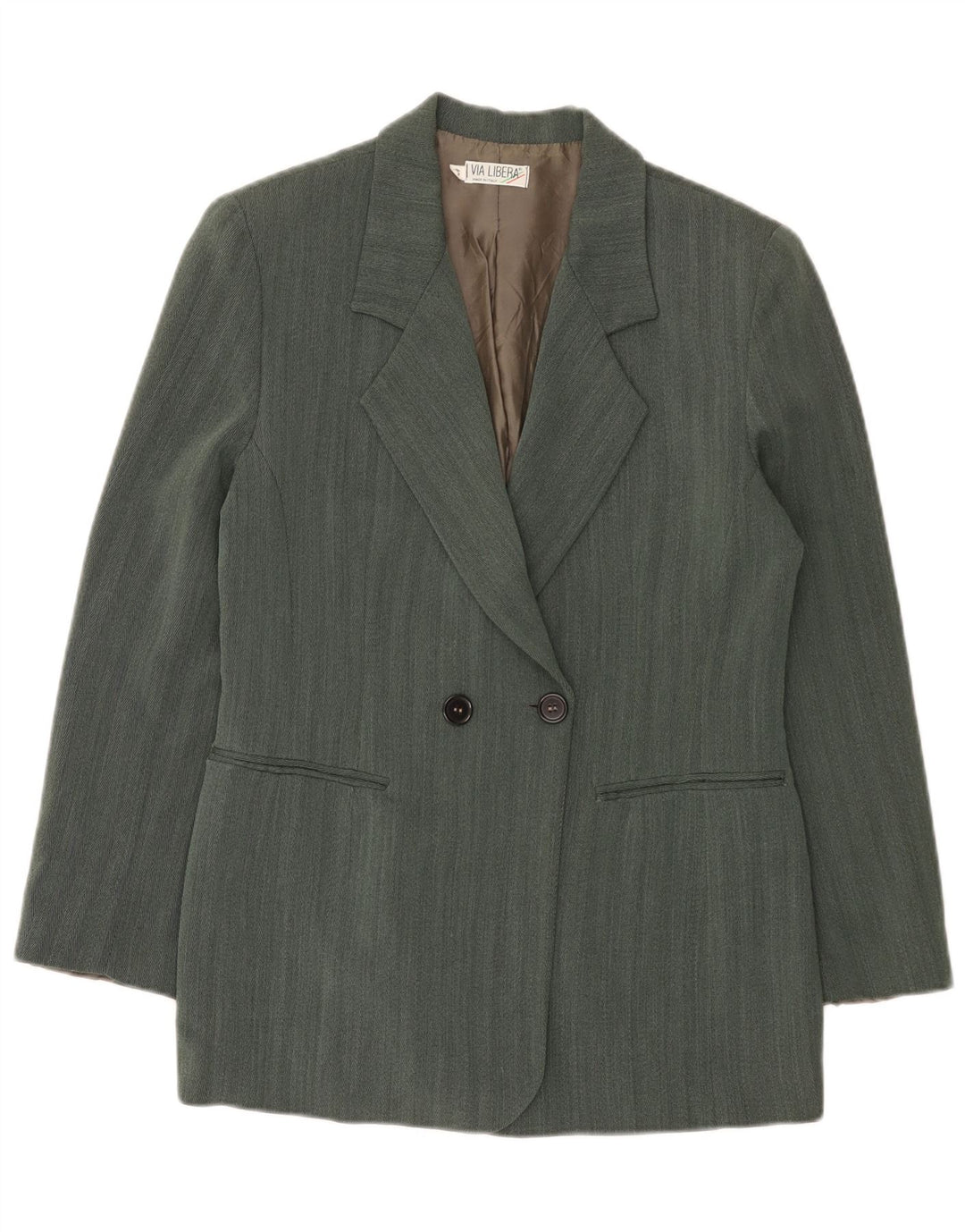 Giacca blazer doppiopetto vintage da donna IT 42 Verde medio a spina di pesce