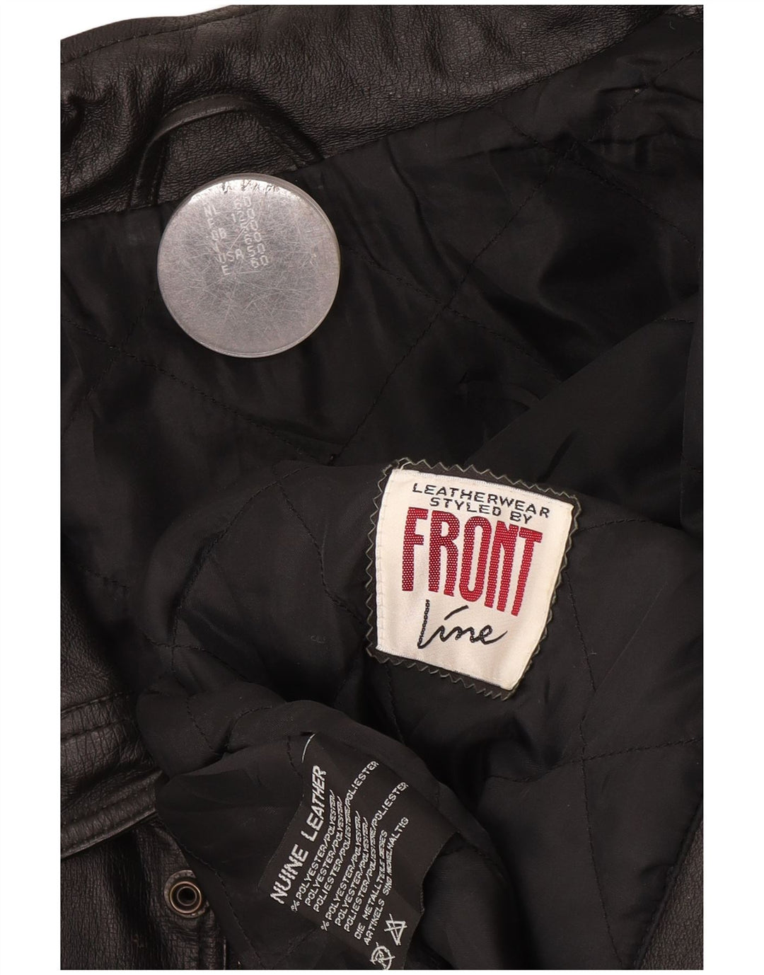 Giacca in pelle da uomo Front Line UK 50 2XL Pelle nera