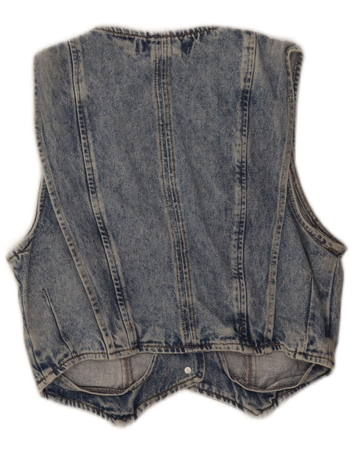Gilet in denim da donna Zara UK 10 piccolo cotone blu