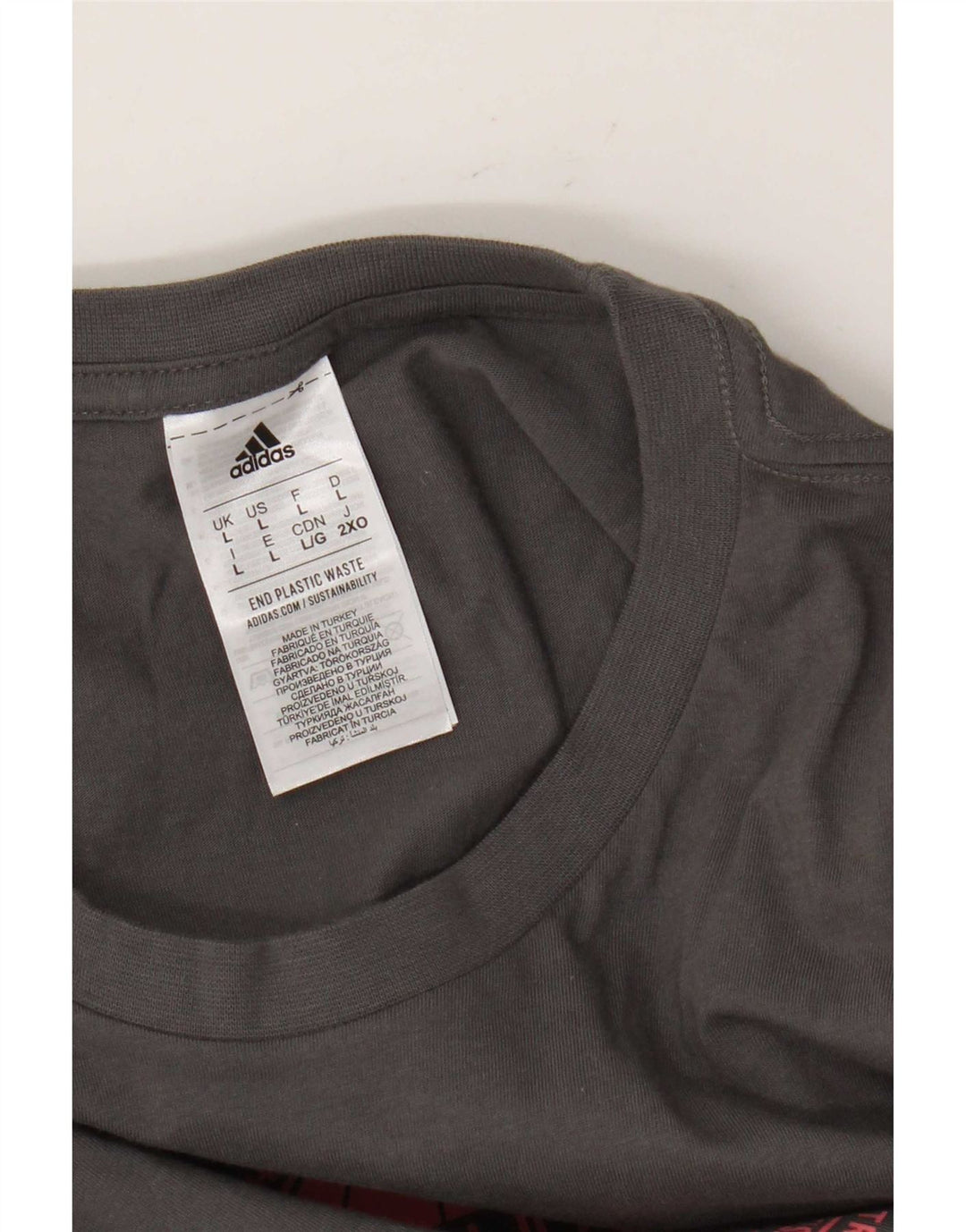 T-shirt grafica da uomo Adidas Top grande in cotone grigio