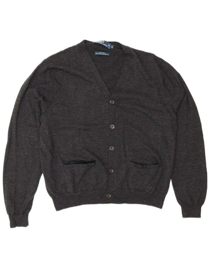 Polo Ralph Lauren Maglione cardigan da uomo XL in lana grigia