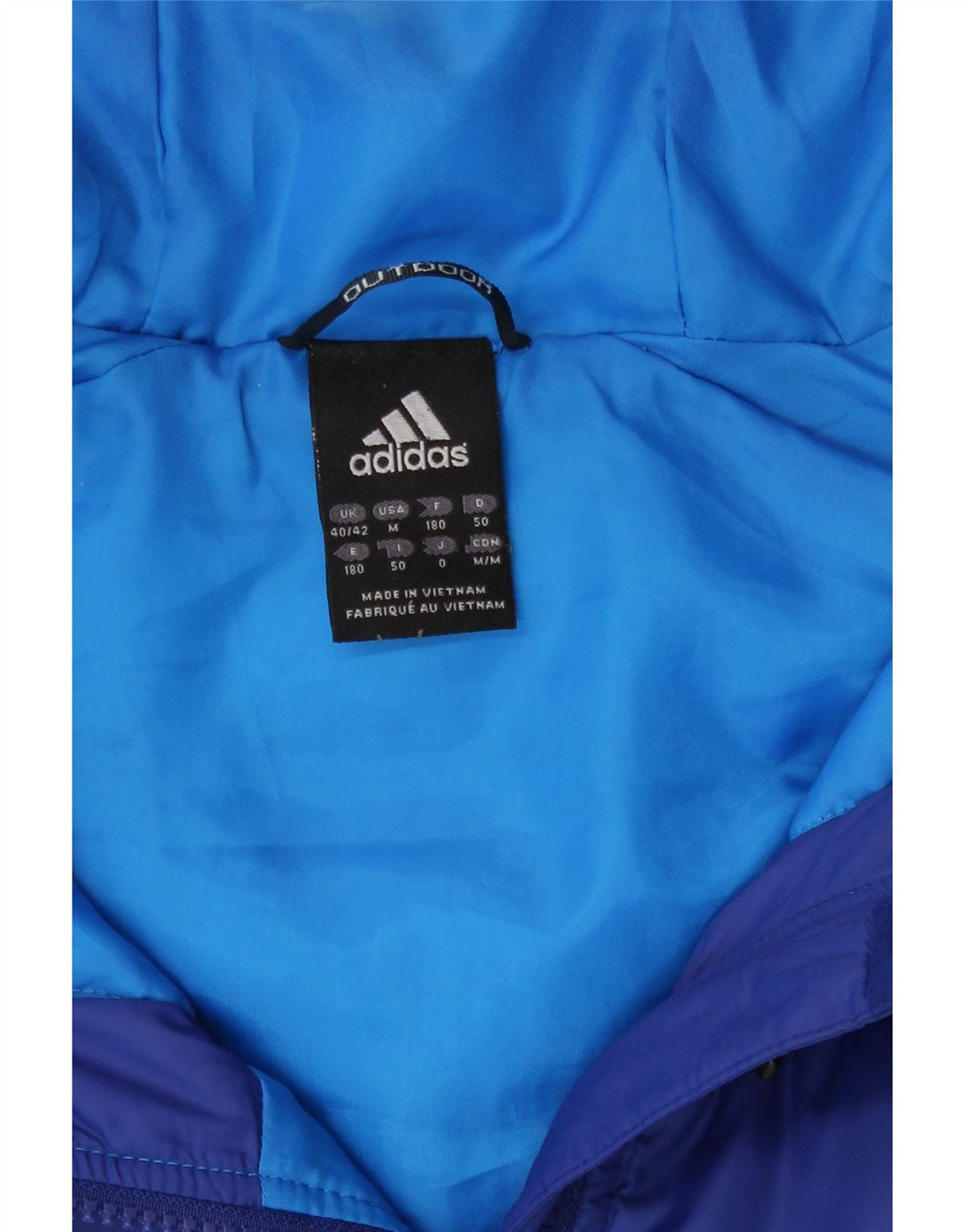 Giacca imbottita con cappuccio da uomo Adidas UK 40/42 Colorblock blu medio