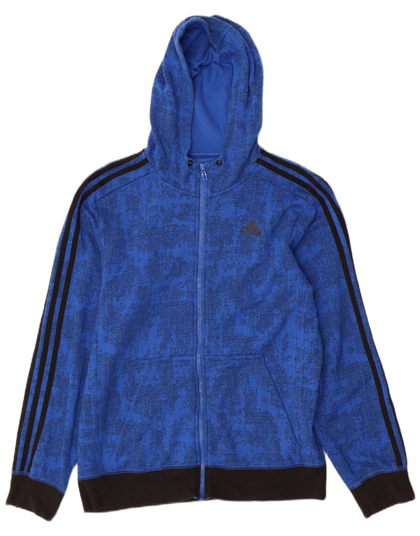Maglione con cappuccio e zip da uomo ADIDAS in poliestere tie-dye blu medio