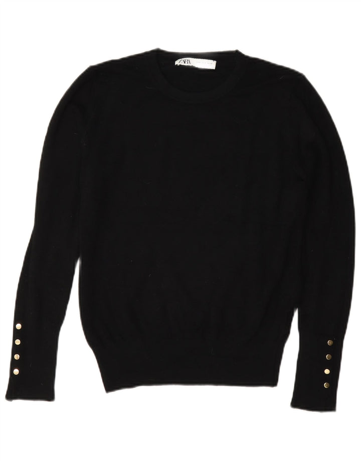 Maglione maglione girocollo da donna Zara UK 14 viscosa nera media