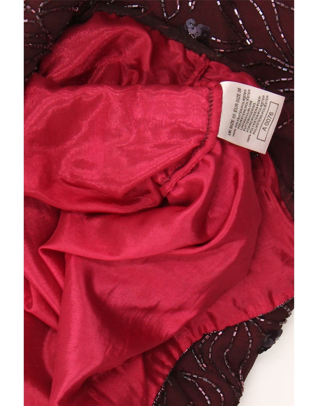 Abito tubino senza maniche da donna VINTAGE UK 12 Borgogna medio floreale