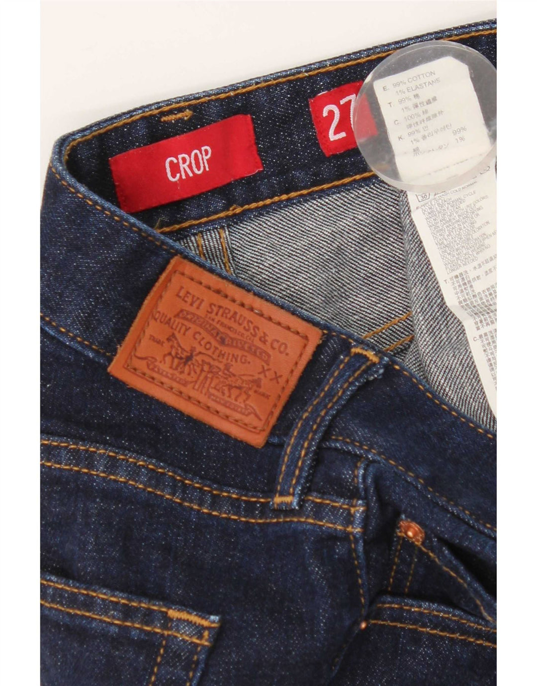 Jeans cropped Capri da donna Levi's W27 L22 cotone blu navy