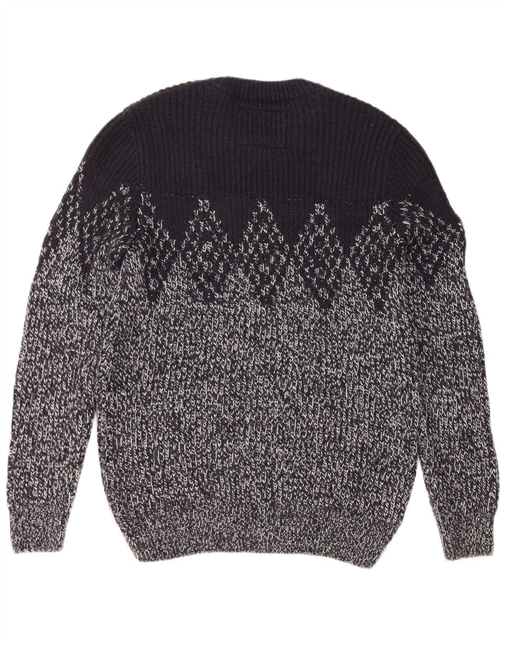 Maglione da uomo girocollo SUPERDRY grande blu navy a rombi/diamante