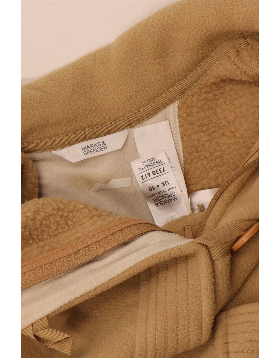Giacca in pile oversize da donna Marks & Spencer UK 10 Small Beige Poliestere