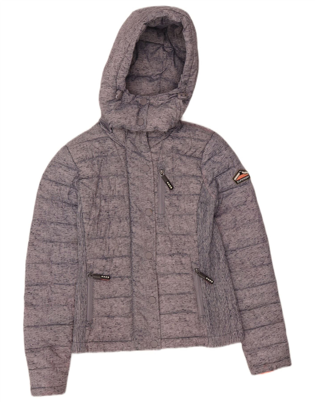Giacca imbottita con cappuccio da donna Superdry UK 8 XS poliestere color block grigio