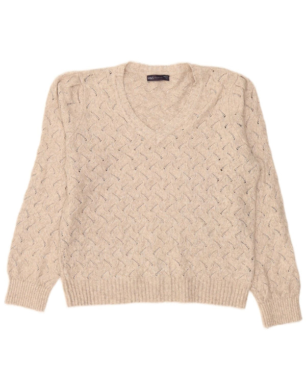 Maglione oversize con scollo a V da donna Marks & Spencer UK 14 Beige medio