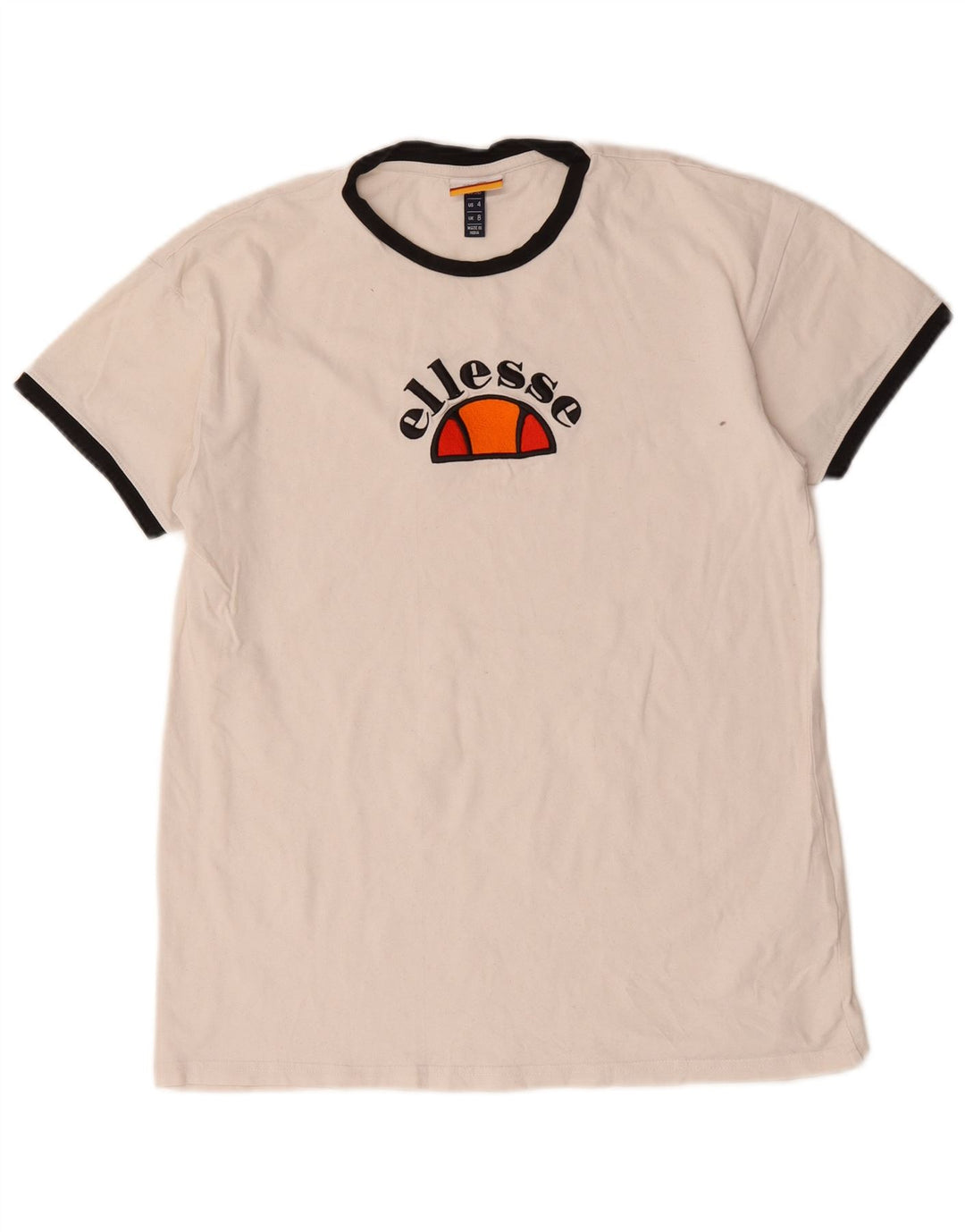T-shirt grafica da donna Ellesse Top UK 8 piccola in cotone bianco