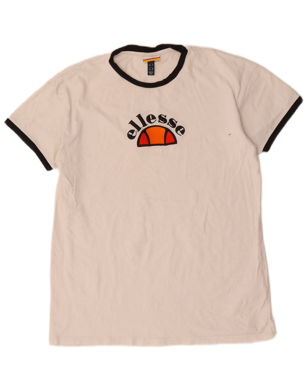 T-shirt grafica da donna Ellesse Top UK 8 piccola in cotone bianco