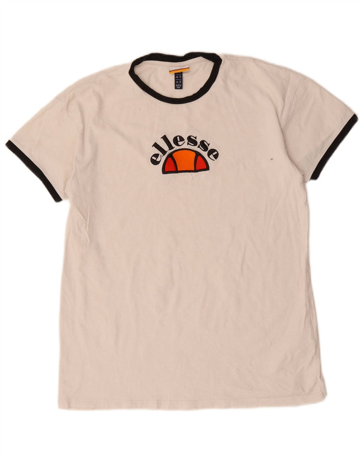 T-shirt grafica da donna Ellesse Top UK 8 piccola in cotone bianco